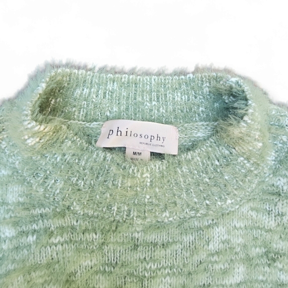NWT Philosophy Women's Short Sleeve Fuzzy Soft Pullover,  Sage Color, Size M - Picture 7 of 9